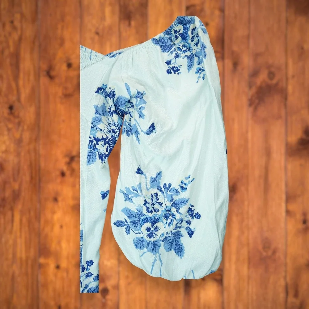 Free People‎ Francesca Mini Dress Floral Pattern Medium Balloon Sleeves EUC